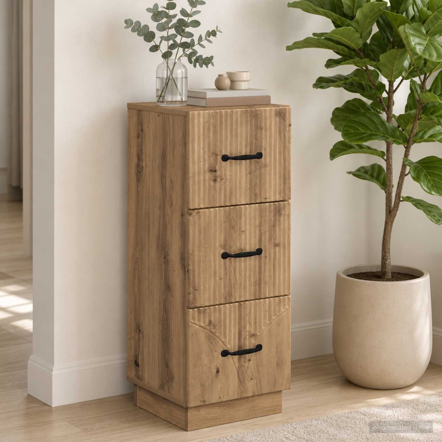 vidaXL Drawer Cabinet 33 x 34.5 x 87 cm Engineered Wood Artisan Oak