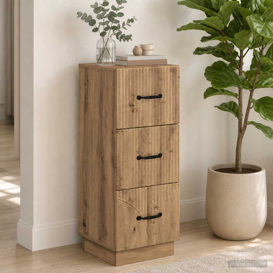 vidaXL Drawer Cabinet 33 x 34.5 x 87 cm Engineered Wood Artisan Oak