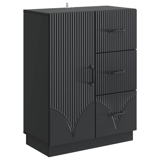 vidaXL Sideboard with Drawer Black 66 x 34.5 x 87 cm Engineered Wood