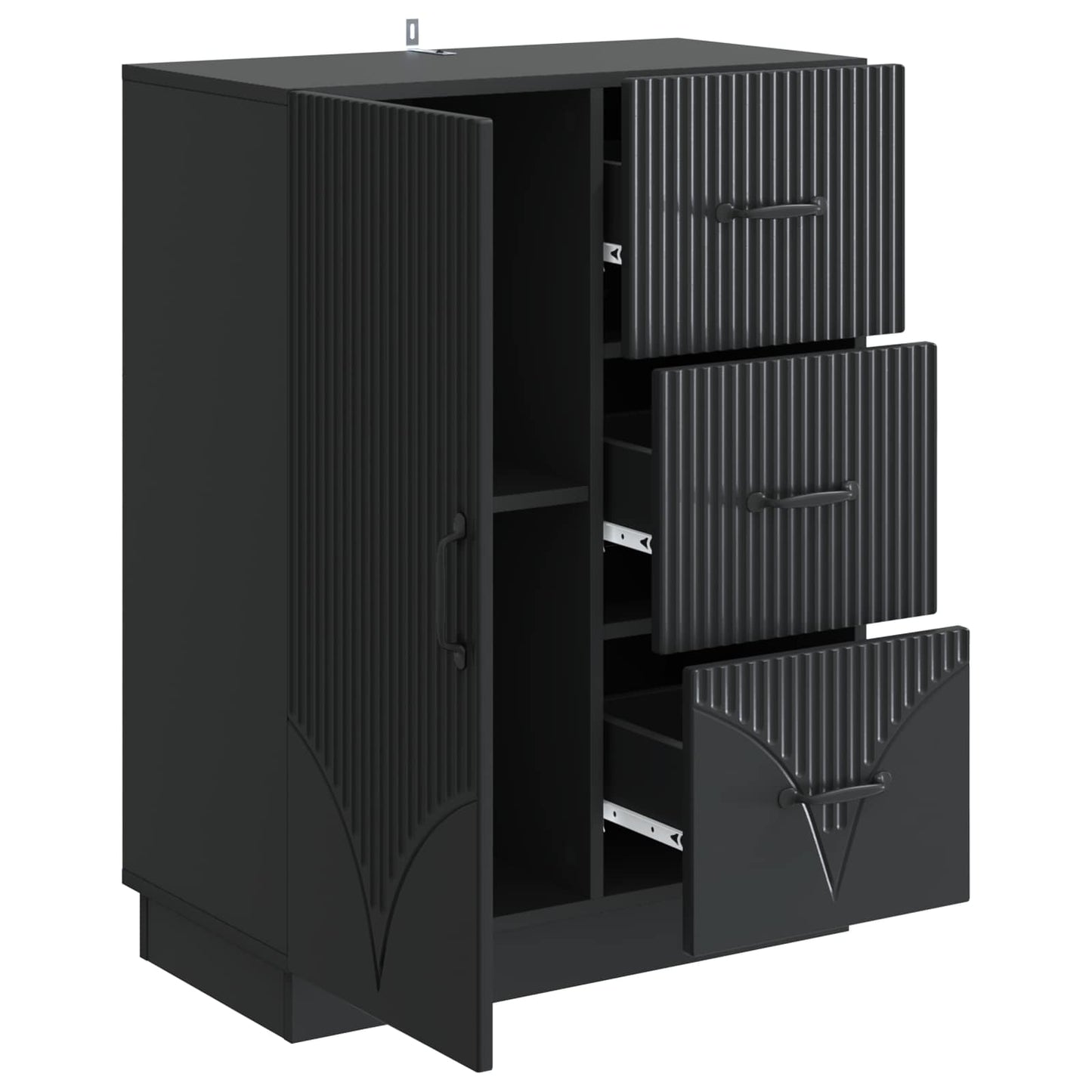 vidaXL Sideboard with Drawer Black 66 x 34.5 x 87 cm Engineered Wood
