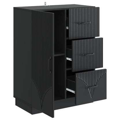 vidaXL Sideboard with Drawer Black 66 x 34.5 x 87 cm Engineered Wood