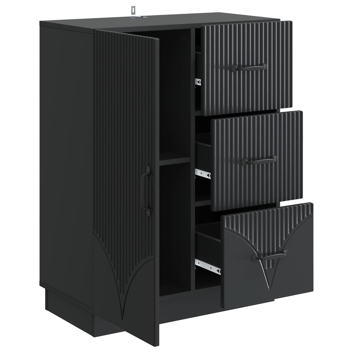 vidaXL Sideboard with Drawer Black 66 x 34.5 x 87 cm Engineered Wood