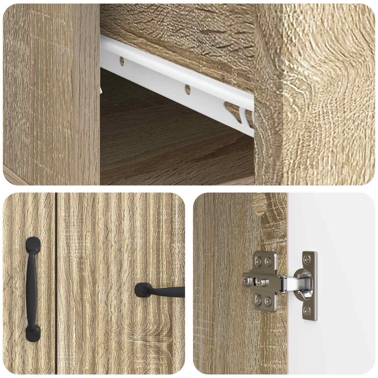 vidaXL Sideboard Sonoma Oak 66 x 34.5 x 87 cm Engineered Wood