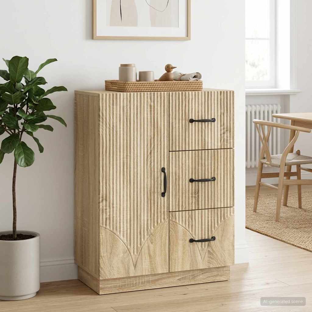 vidaXL Sideboard Sonoma Oak 66 x 34.5 x 87 cm Engineered Wood