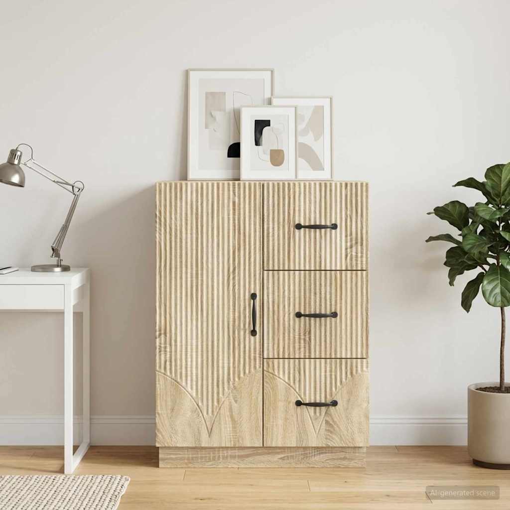 vidaXL Sideboard Sonoma Oak 66 x 34.5 x 87 cm Engineered Wood