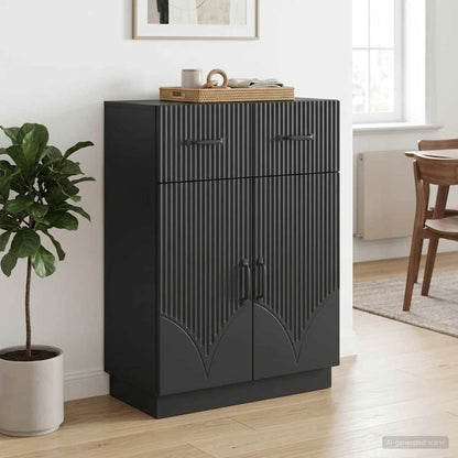vidaXL Sideboard with Drawer Black 66 x 34.5 x 87 cm Engineered Wood