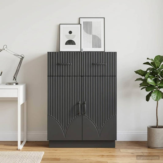 vidaXL Sideboard with Drawer Black 66 x 34.5 x 87 cm Engineered Wood
