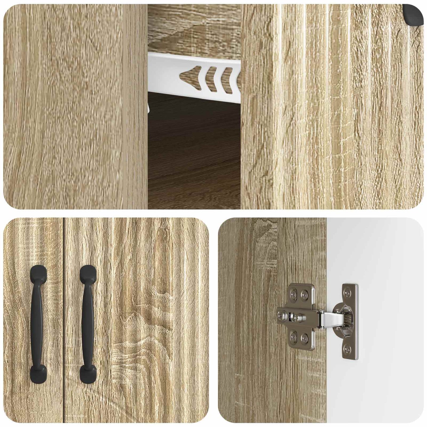 vidaXL Sideboard Sonoma Oak 66 x 34.5 x 87 cm Engineered Wood