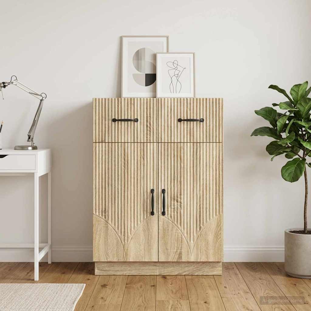 vidaXL Sideboard Sonoma Oak 66 x 34.5 x 87 cm Engineered Wood