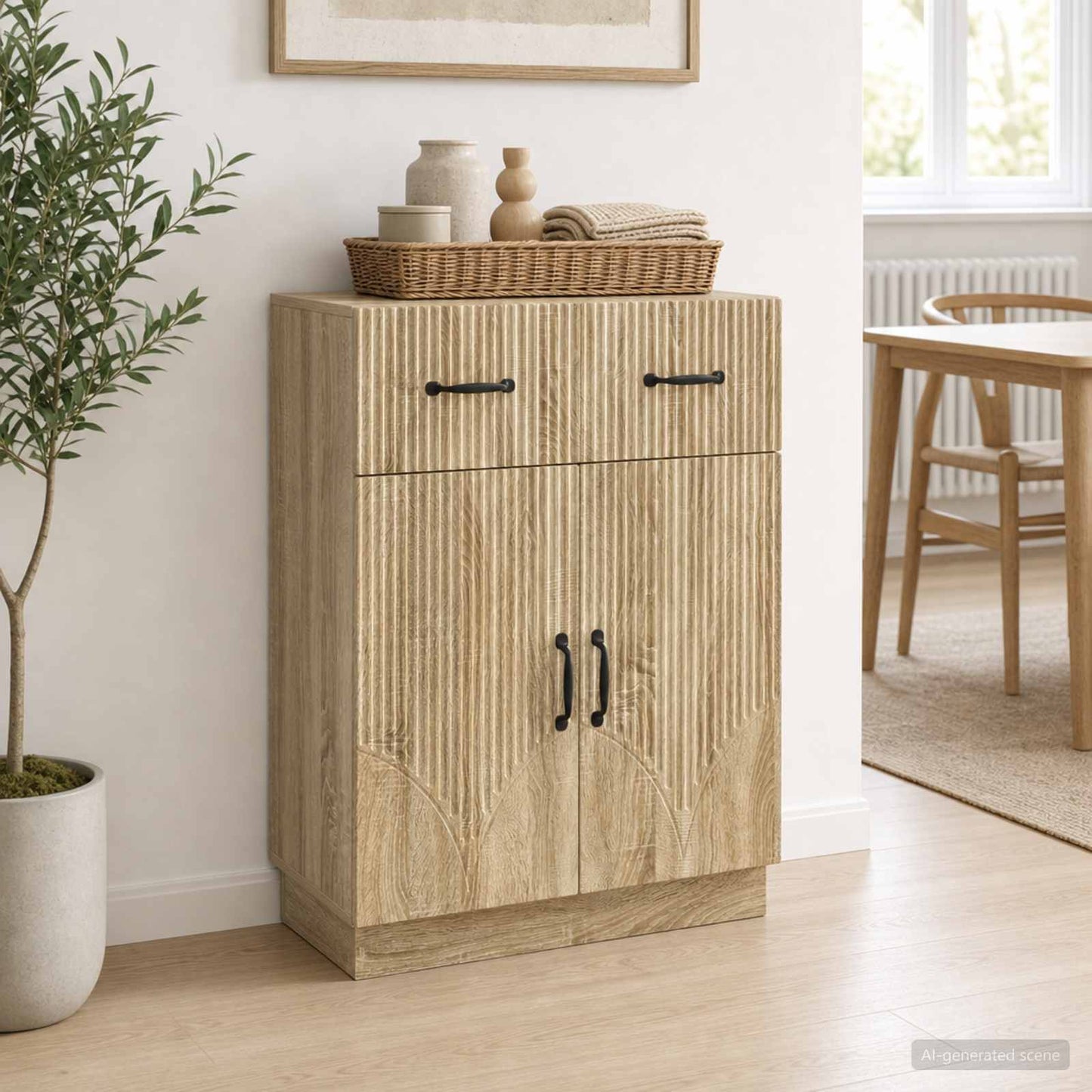 vidaXL Sideboard Sonoma Oak 66 x 34.5 x 87 cm Engineered Wood