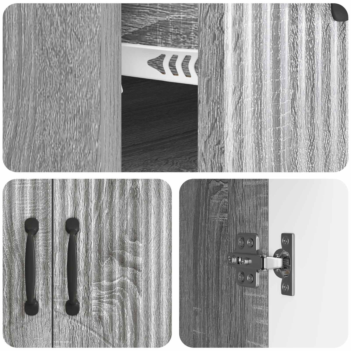 vidaXL Sideboard Grey Sonoma 66 x 34.5 x 87 cm Engineered Wood