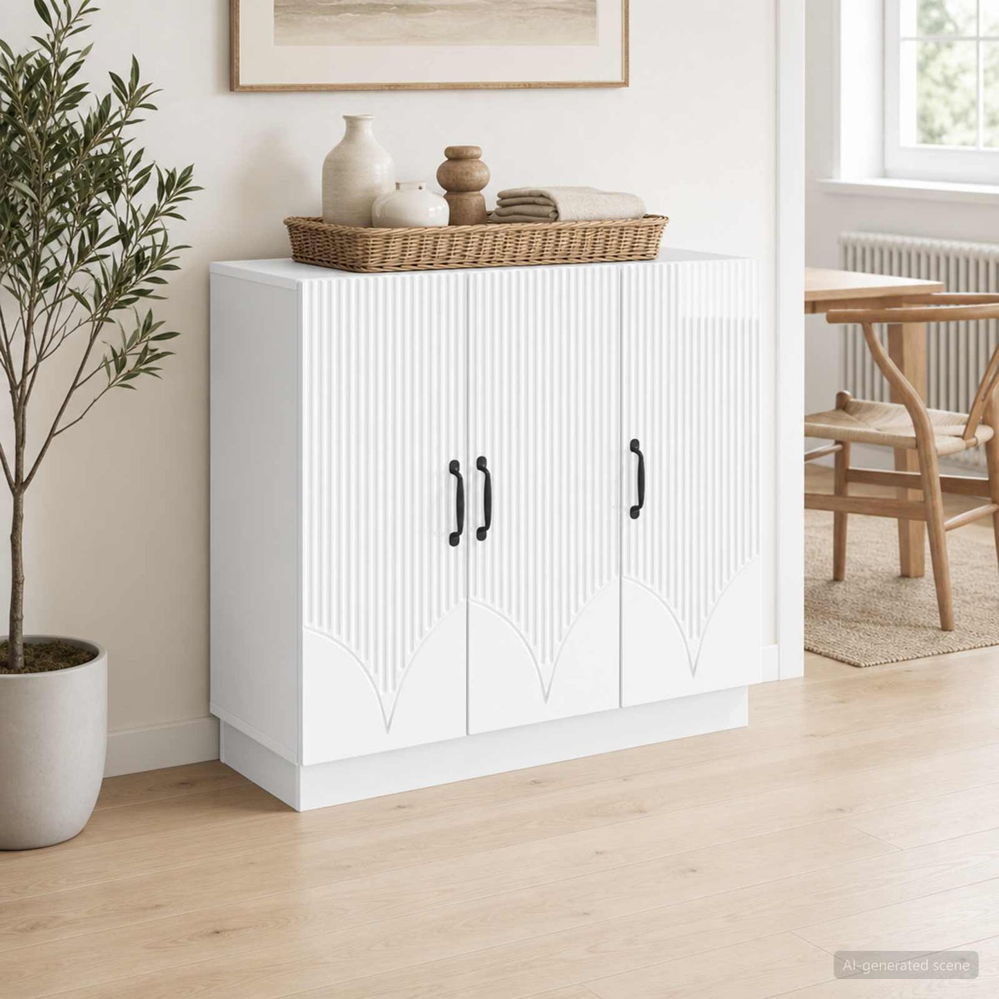 vidaXL Sideboard High Gloss White 89 x 34.5 x 77 cm Engineered Wood