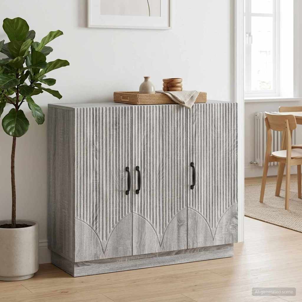 vidaXL Sideboard Grey Sonoma 89 x 34.5 x 77 cm Engineered Wood