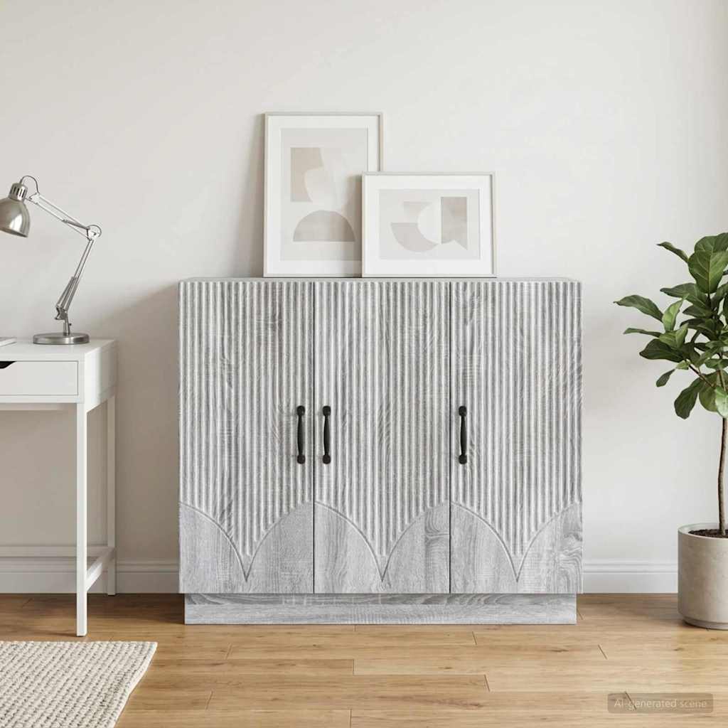 vidaXL Sideboard Grey Sonoma 89 x 34.5 x 77 cm Engineered Wood