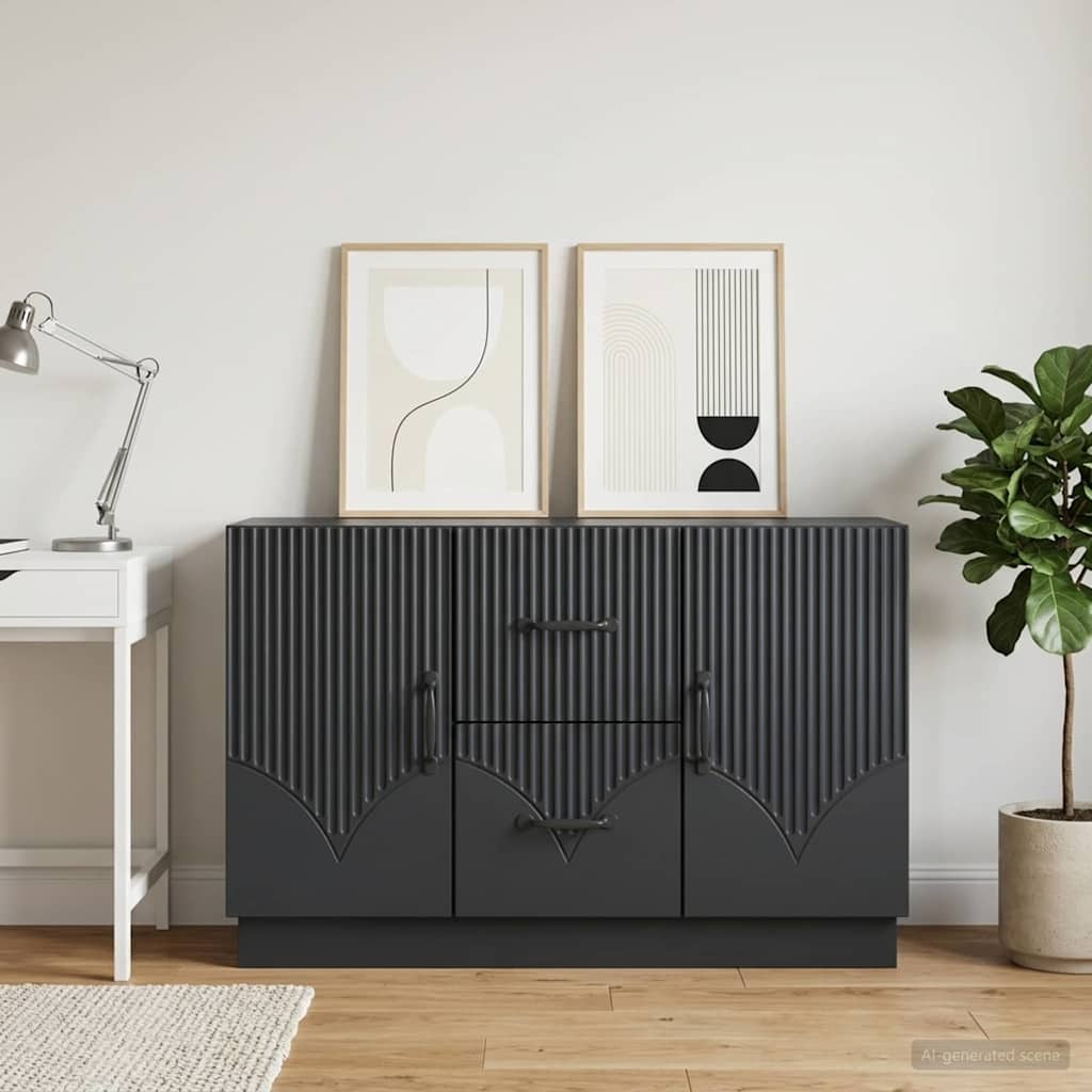 vidaXL Sideboard with Drawer Black 89 x 34.5 x 57 cm Engineered Wood