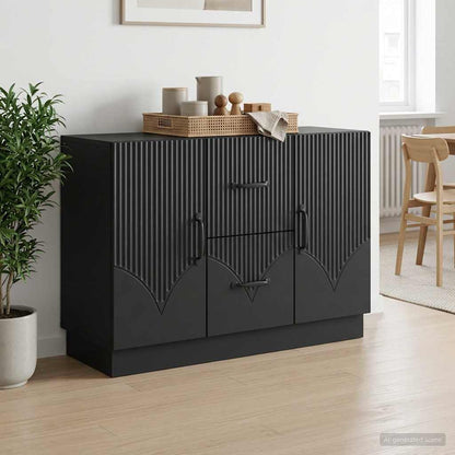 vidaXL Sideboard with Drawer Black 89 x 34.5 x 57 cm Engineered Wood