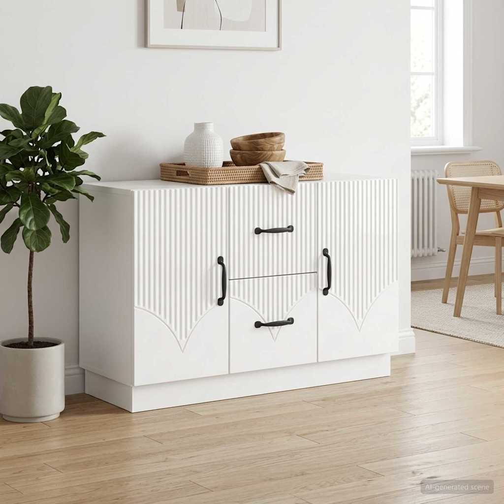 vidaXL Sideboard High Gloss White 89 x 34.5 x 57 cm Engineered Wood