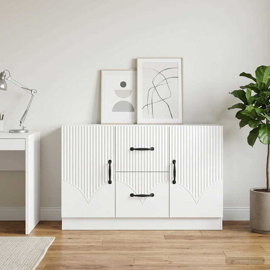 vidaXL Sideboard High Gloss White 89 x 34.5 x 57 cm Engineered Wood