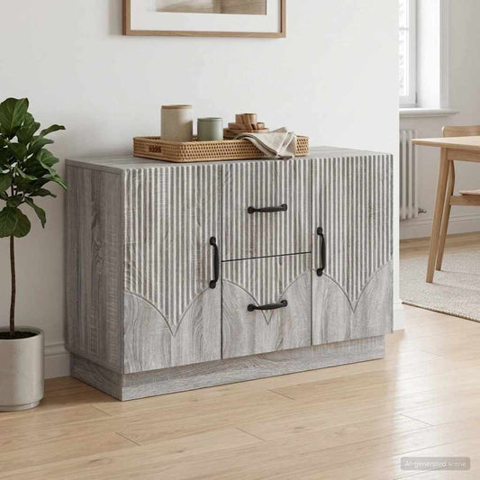vidaXL Sideboard Grey Sonoma 89 x 34.5 x 57 cm Engineered Wood