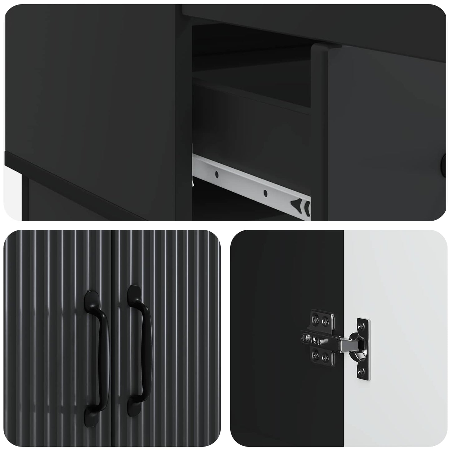 vidaXL Sideboard with Drawer Black 66 x 34.5 x 92 cm Engineered Wood