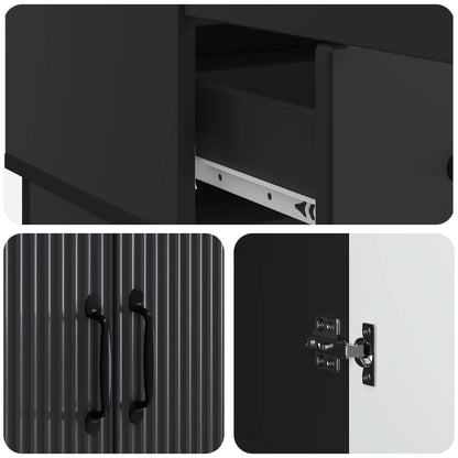 vidaXL Sideboard with Drawer Black 66 x 34.5 x 92 cm Engineered Wood