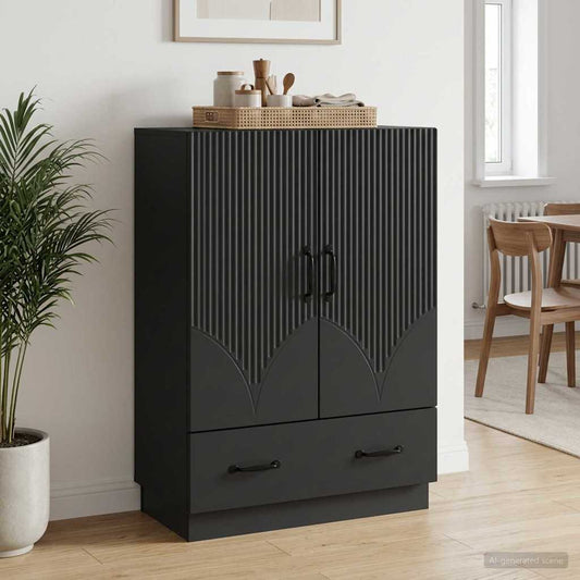 vidaXL Sideboard with Drawer Black 66 x 34.5 x 92 cm Engineered Wood
