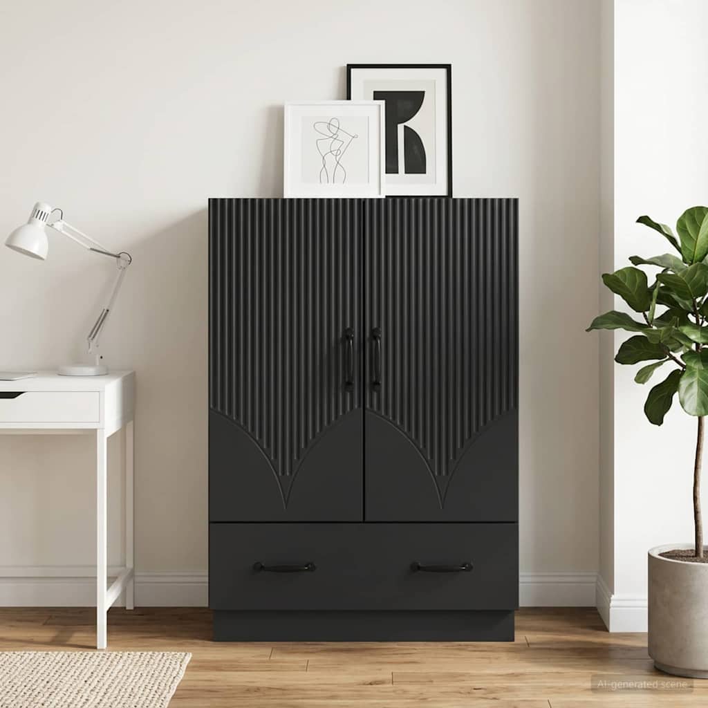 vidaXL Sideboard with Drawer Black 66 x 34.5 x 92 cm Engineered Wood
