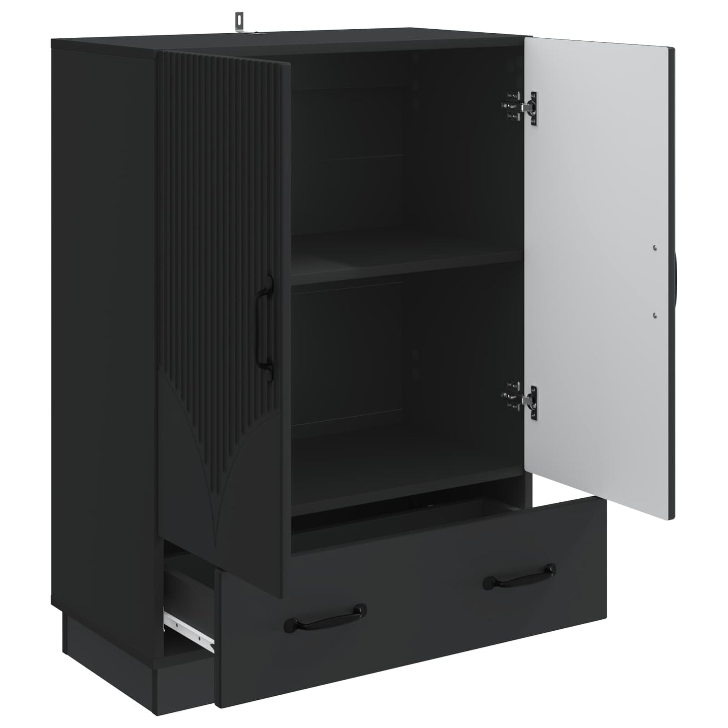 vidaXL Sideboard with Drawer Black 66 x 34.5 x 92 cm Engineered Wood