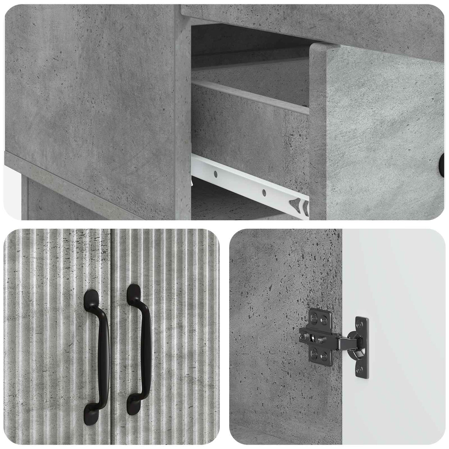 vidaXL Sideboard Concrete Grey 66 x 34.5 x 92 cm Engineered Wood