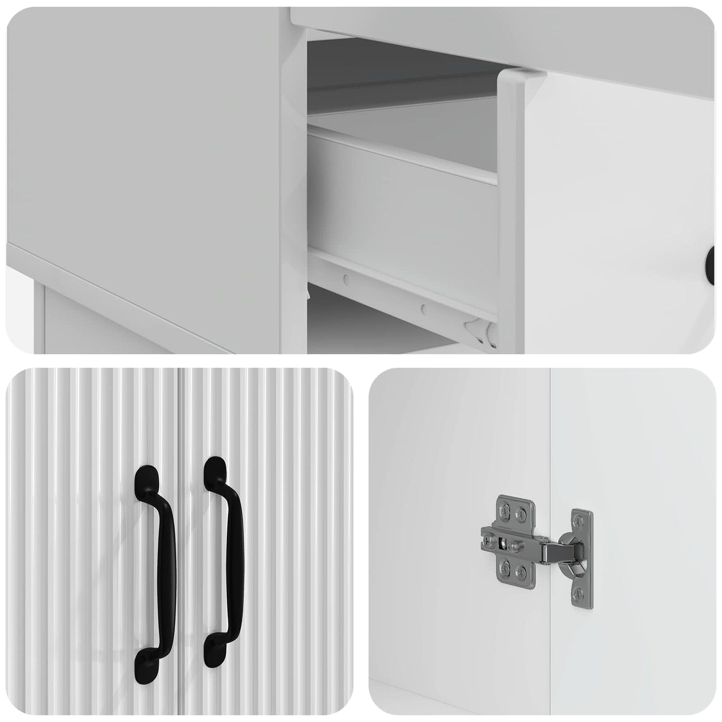 vidaXL Sideboard High Gloss White 66 x 34.5 x 92 cm Engineered Wood