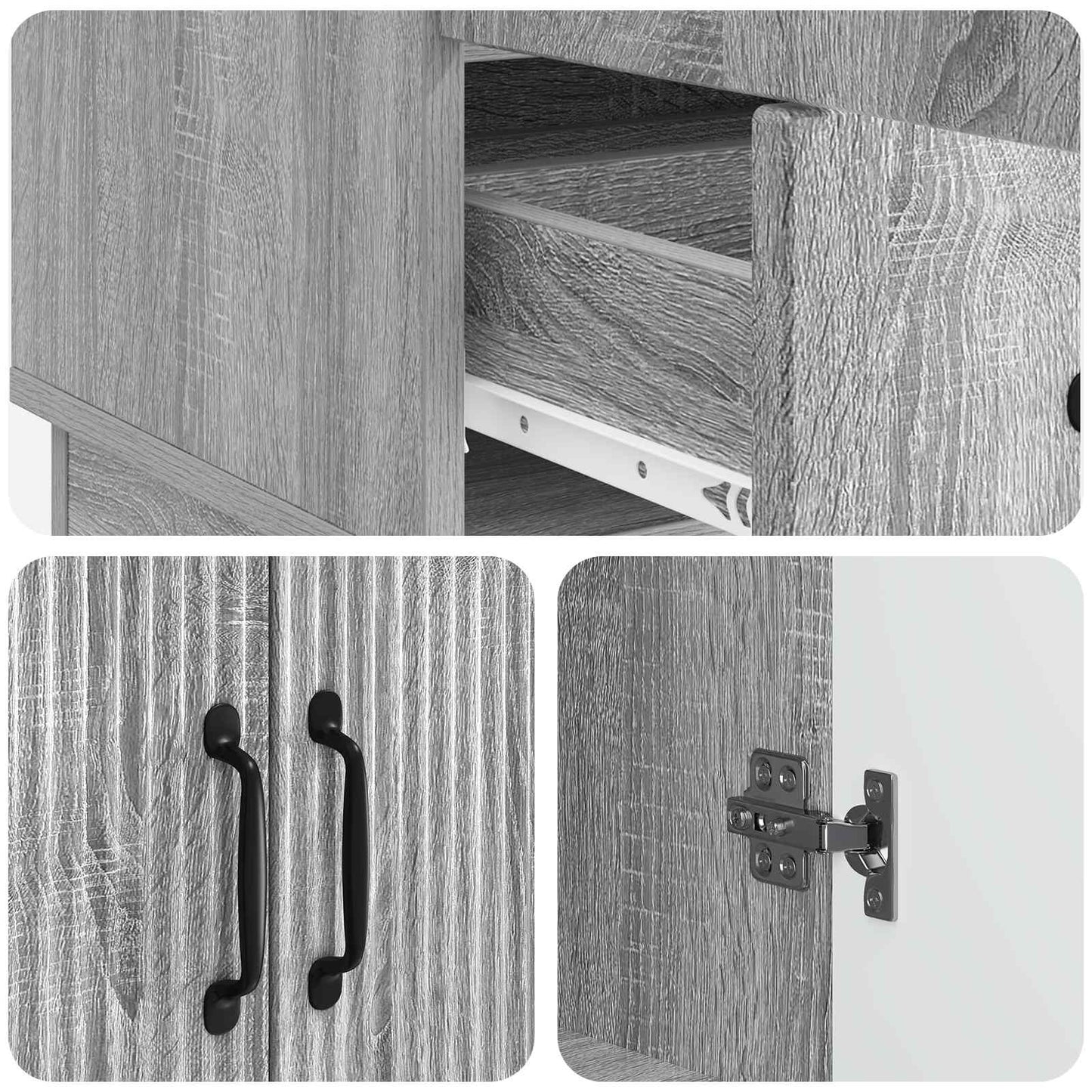 vidaXL Sideboard Grey Sonoma 66 x 34.5 x 92 cm Engineered Wood