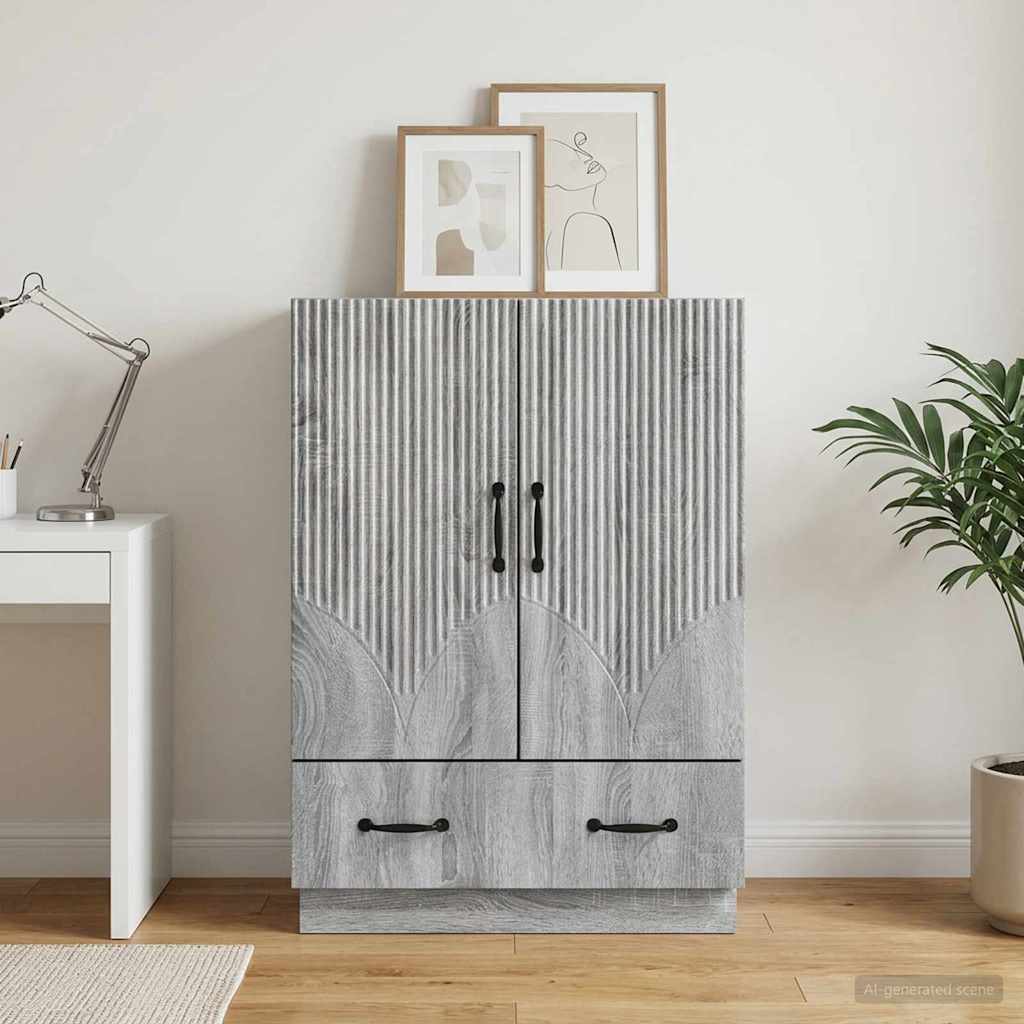 vidaXL Sideboard Grey Sonoma 66 x 34.5 x 92 cm Engineered Wood