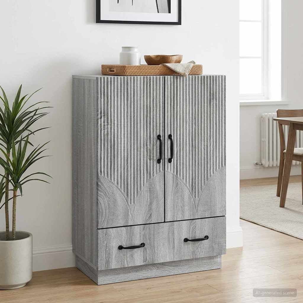 vidaXL Sideboard Grey Sonoma 66 x 34.5 x 92 cm Engineered Wood