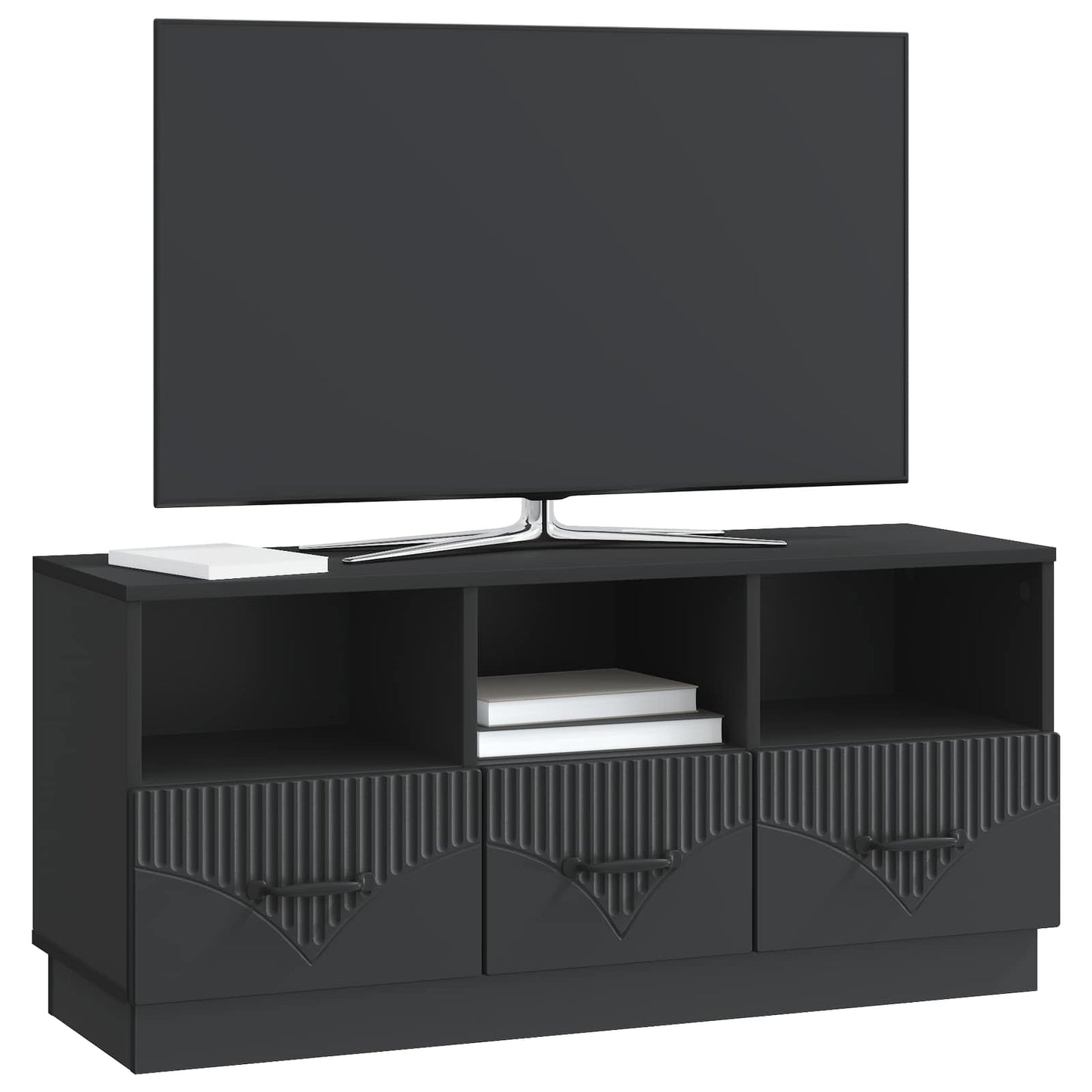 vidaXL TV Cabinet with Drawer Black 102 x 34.5 x 47 cm Engineered Wood