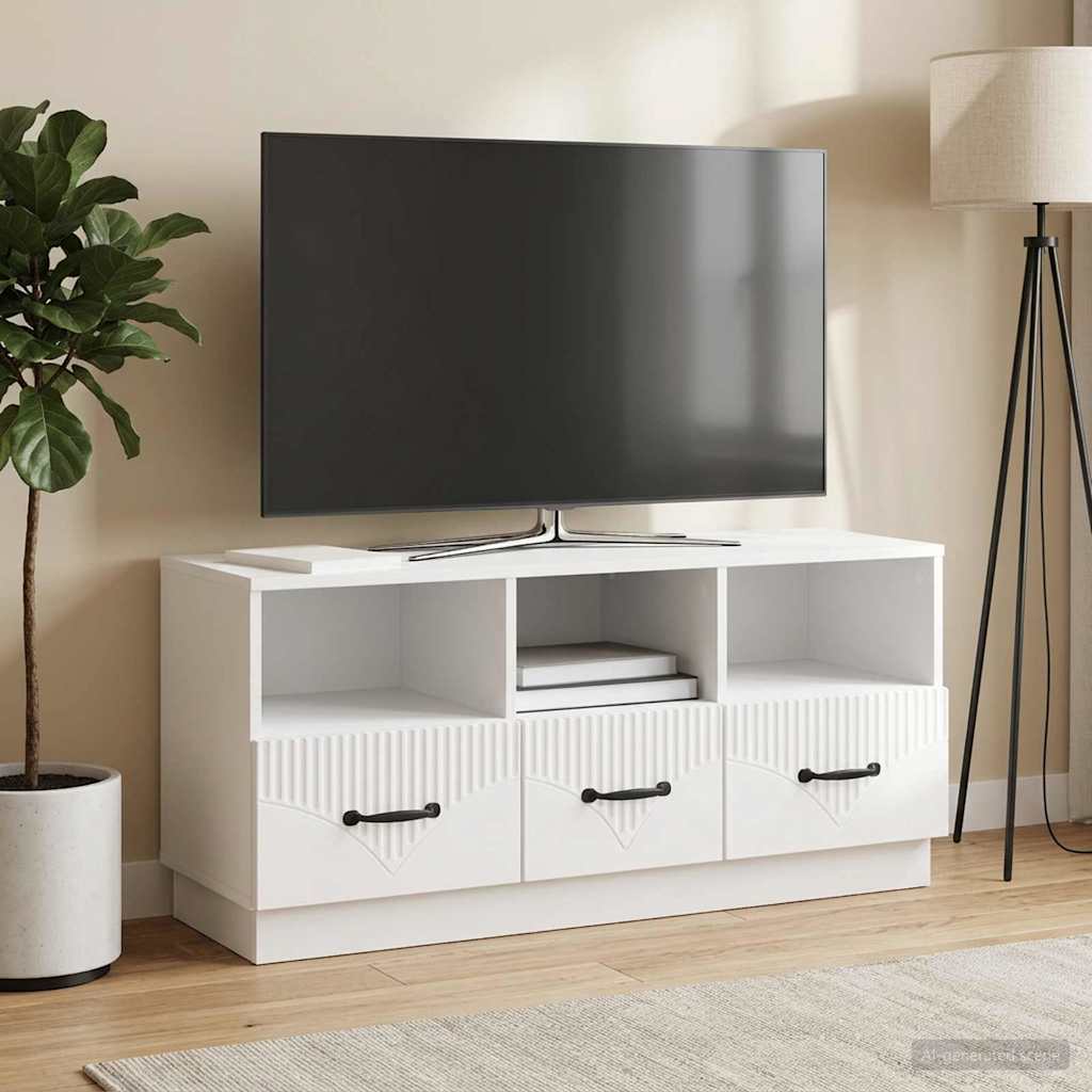 vidaXL TV Cabinet High Gloss White 102 x 34.5 x 47 cm Engineered Wood