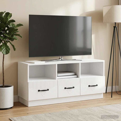 vidaXL TV Cabinet High Gloss White 102 x 34.5 x 47 cm Engineered Wood