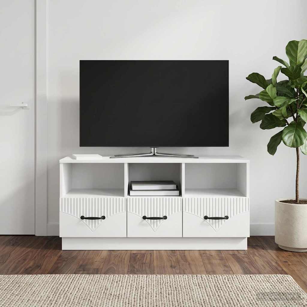 vidaXL TV Cabinet High Gloss White 102 x 34.5 x 47 cm Engineered Wood