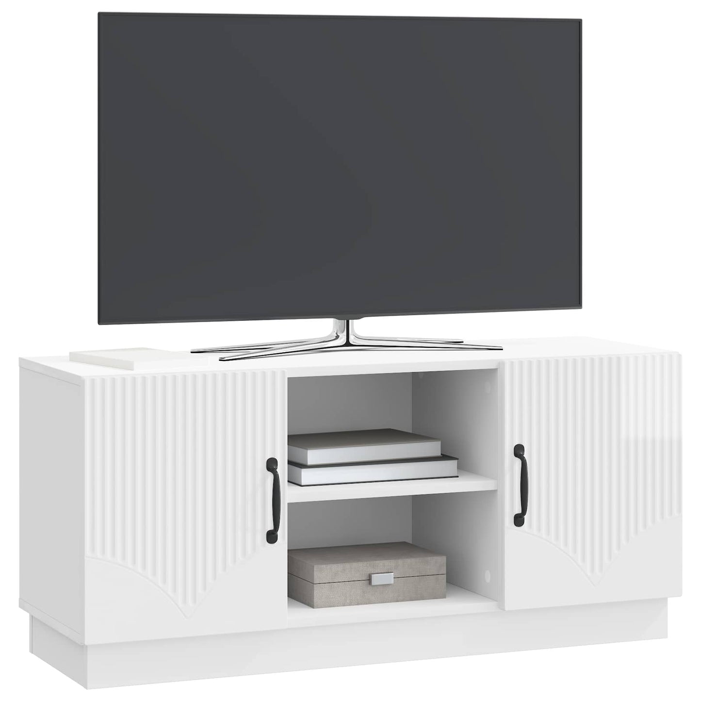 vidaXL TV Cabinet High Gloss White 102 x 34.5 x 47 cm Engineered Wood