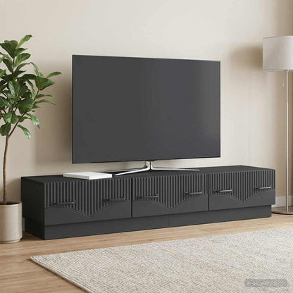 vidaXL TV Cabinet with Drawer Black 147 x 34.5 x 27 cm Engineered Wood