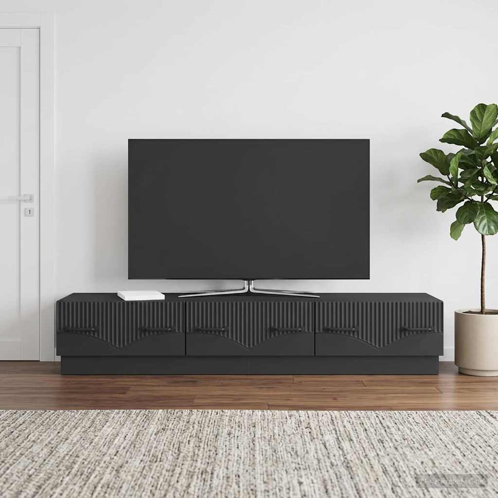 vidaXL TV Cabinet with Drawer Black 147 x 34.5 x 27 cm Engineered Wood