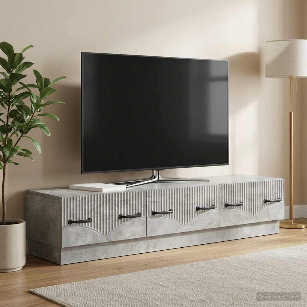 vidaXL TV Cabinet Concrete Grey 147 x 34.5 x 27 cm Engineered Wood