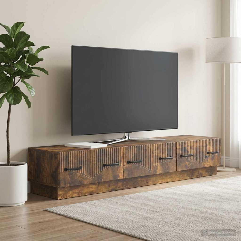 vidaXL TV Cabinet Smoked Oak 147 x 34.5 x 27 cm Engineered Wood
