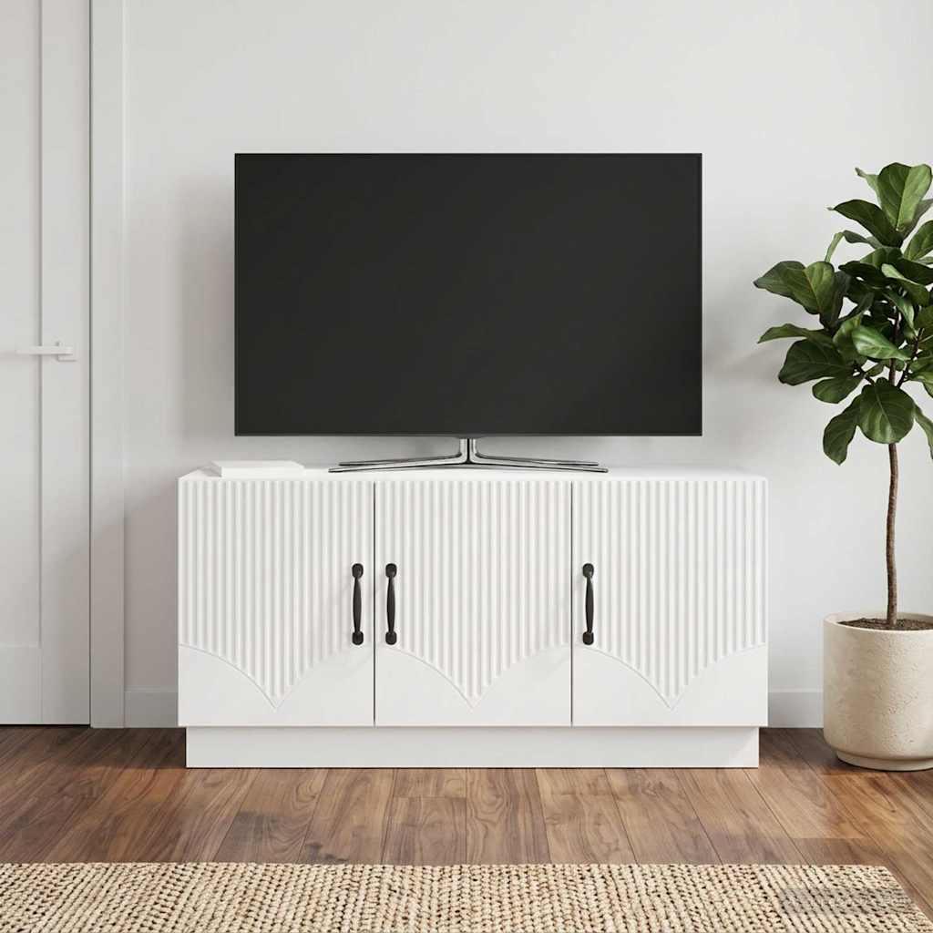 vidaXL TV Cabinet High Gloss White 99 x 34.5 x 47 cm Engineered Wood