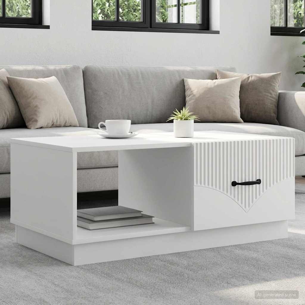 vidaXL Coffee Table White 90 x 50 x 37 cm Engineered Wood