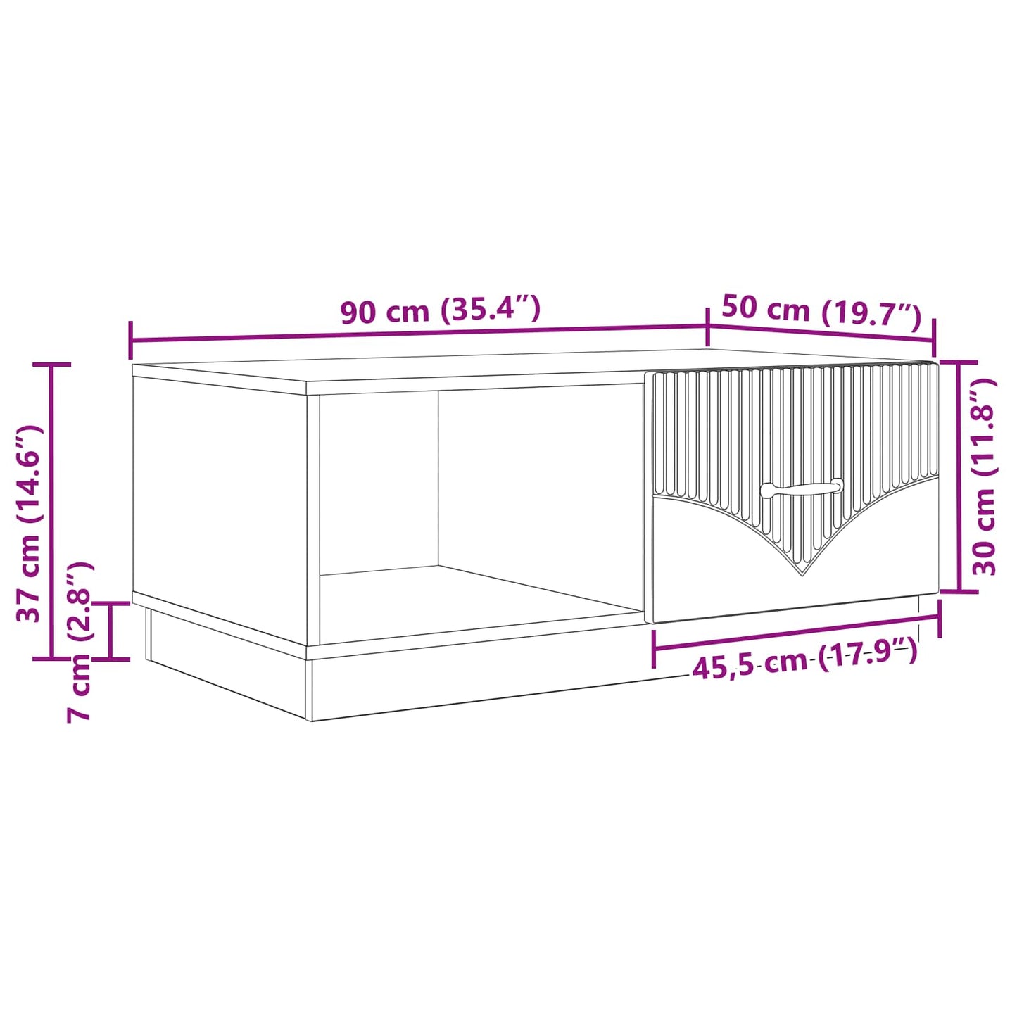 vidaXL Coffee Table Concrete Grey 90 x 50 x 37 cm Engineered Wood