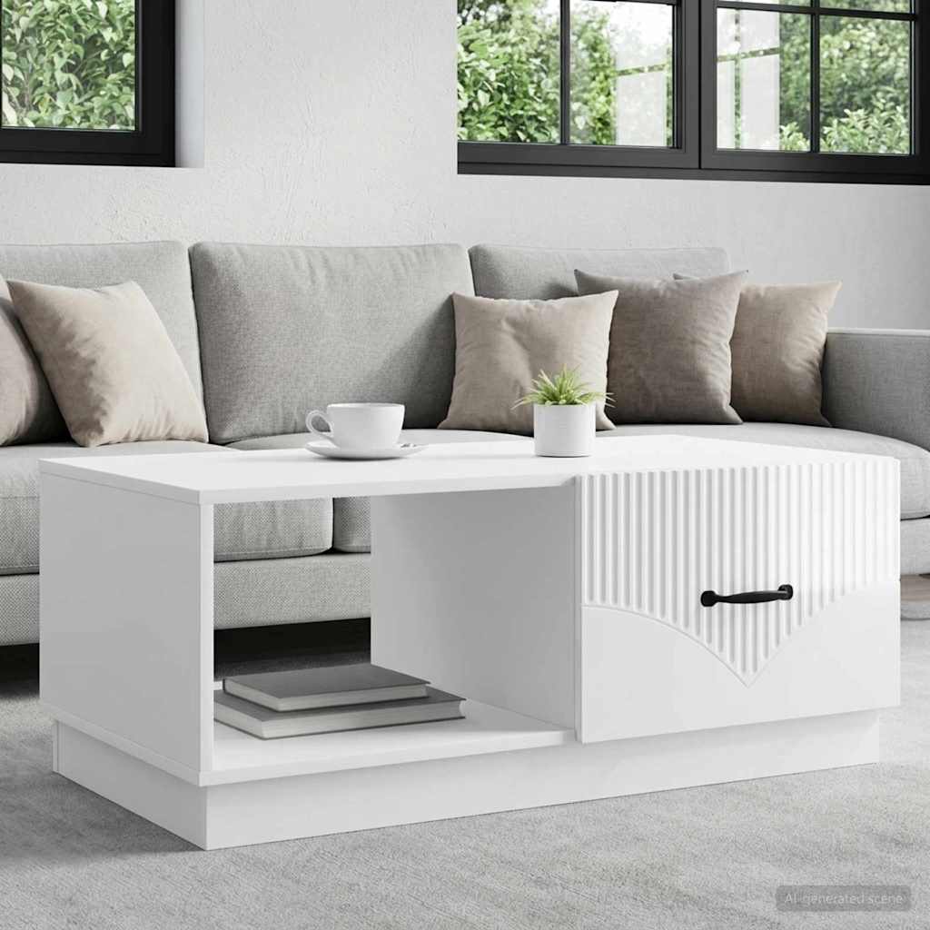 vidaXL Coffee Table High Gloss White 90 x 50 x 37 cm Engineered Wood