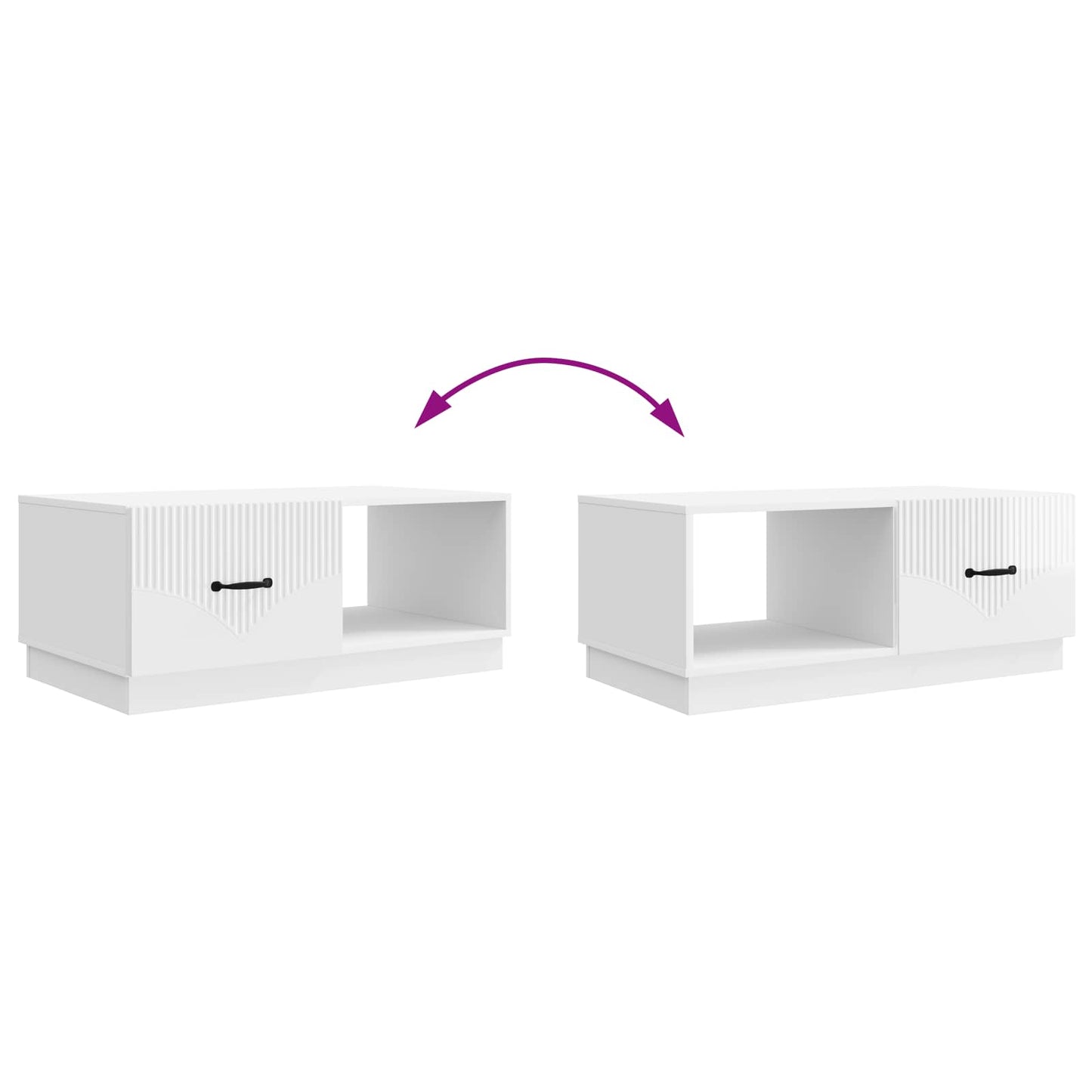 vidaXL Coffee Table High Gloss White 90 x 50 x 37 cm Engineered Wood