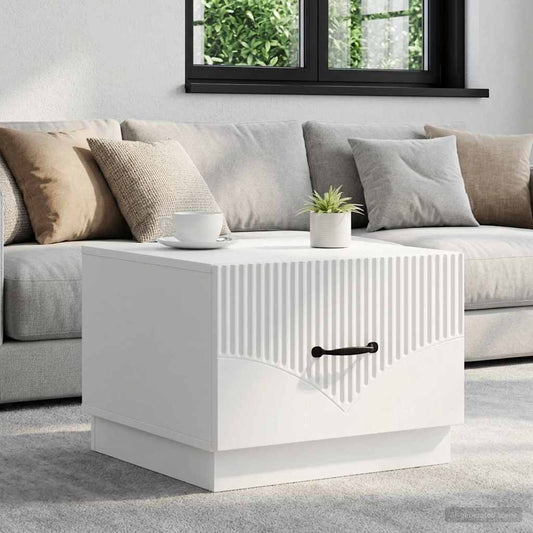 vidaXL Coffee Table with Drawer White 49 x 50 x 37 cm Engineered Wood