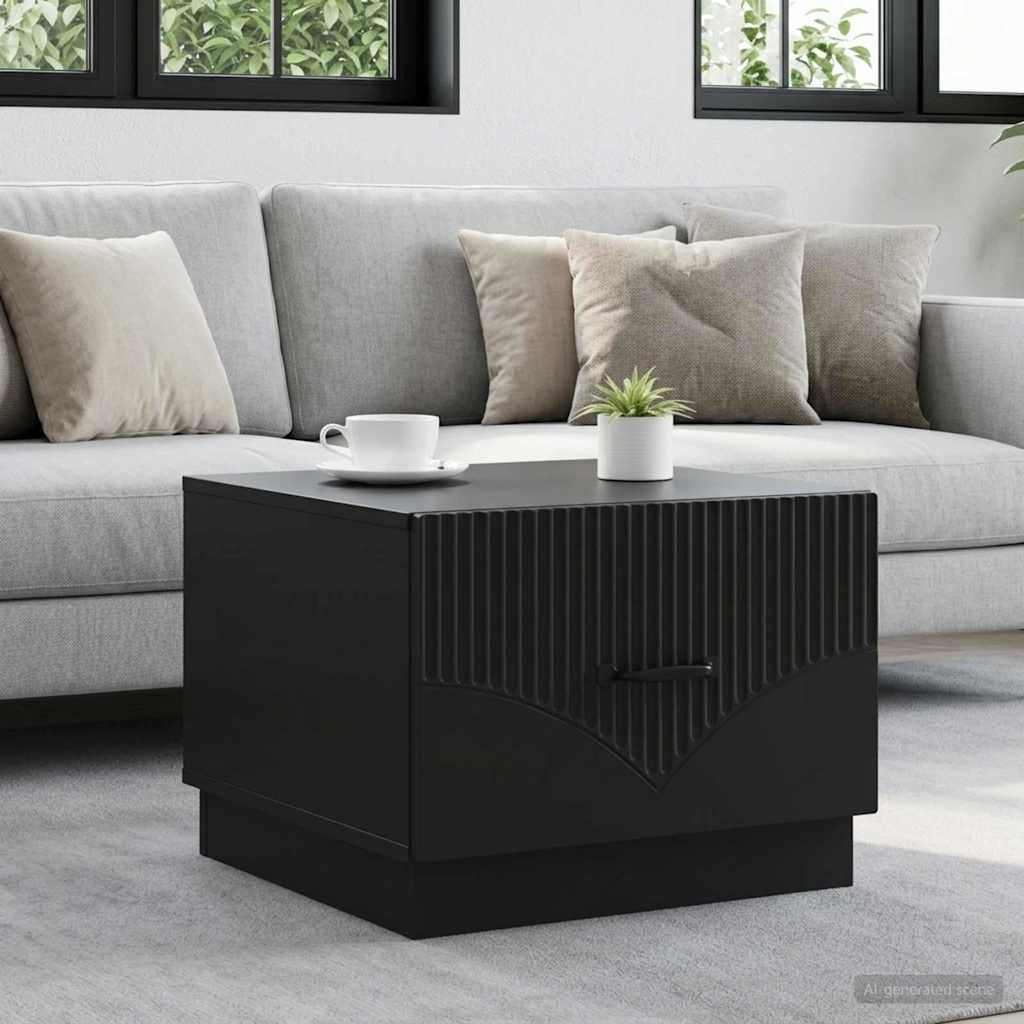 vidaXL Coffee Table with Drawer Black 49 x 50 x 37 cm Engineered Wood