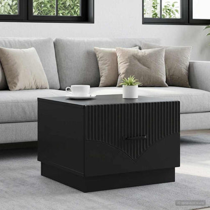 vidaXL Coffee Table with Drawer Black 49 x 50 x 37 cm Engineered Wood